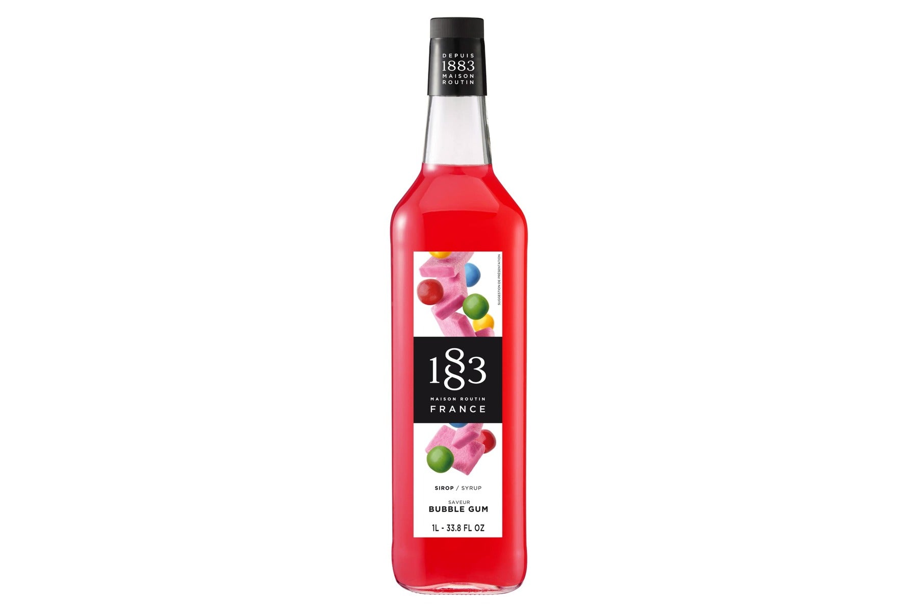 1883 Classic Flavored Syrups - 1L Glass Bottle: Bubble Gum