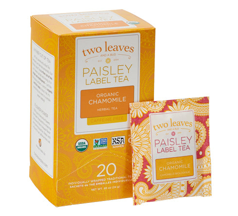 Two Leaves Tea - Box of 20 Paisley Label Tea Bags: Chamomile