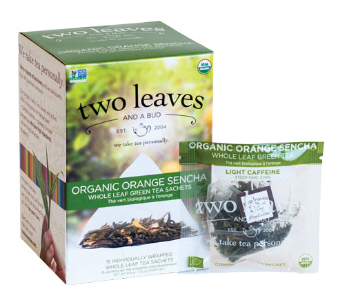 Two Leaves Tea - Box of 15 Tea Sachets: Organic Orange Sencha