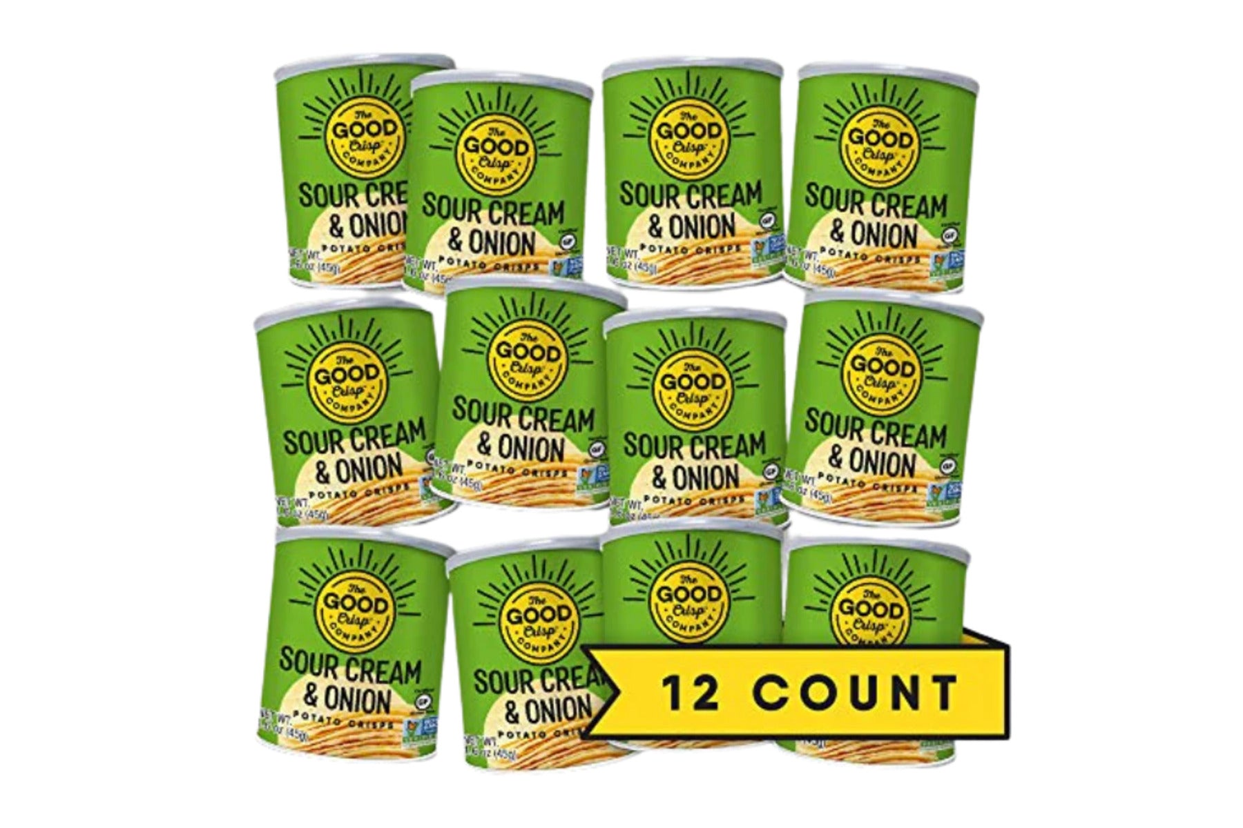 The Good Crisp Company - Case of 12 - 1.6oz Cans: Sour Cream & Onion